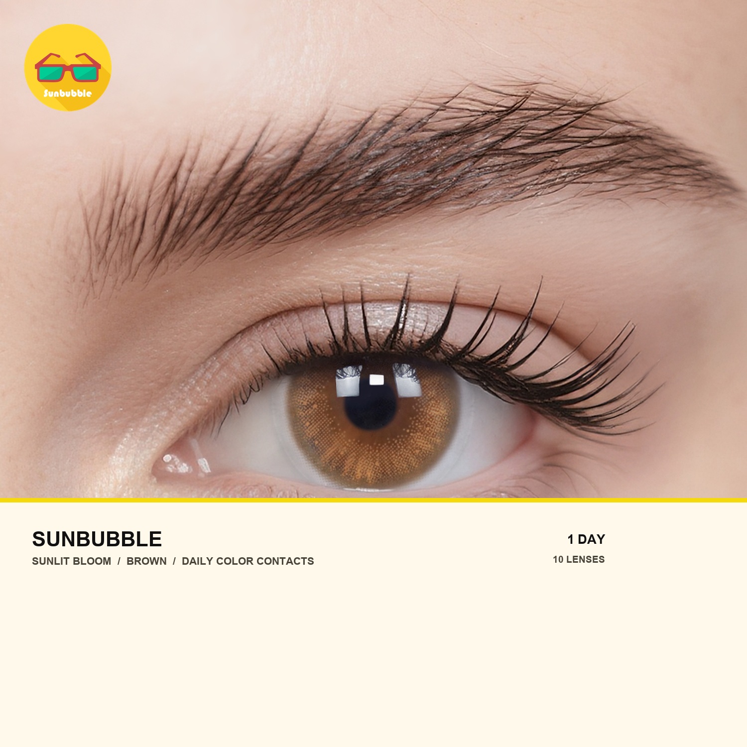 Sunlit Bloom brown daily color contact lens